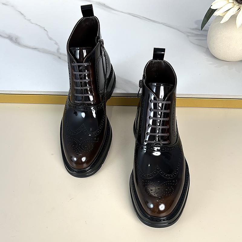 英伦厚底布洛克雕花马丁靴