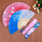 扇子古风折扇中国风古典女式 布扇跳舞丝绸儿童粉色舞蹈扇女孩学生