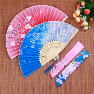 扇子古风折扇中国风古典女式 布扇跳舞丝绸儿童粉色舞蹈扇女孩学生