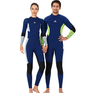 潜水服1.5mm男连体保暖潜水衣长袖女防寒冬泳浮潜冲浪男泳衣大码