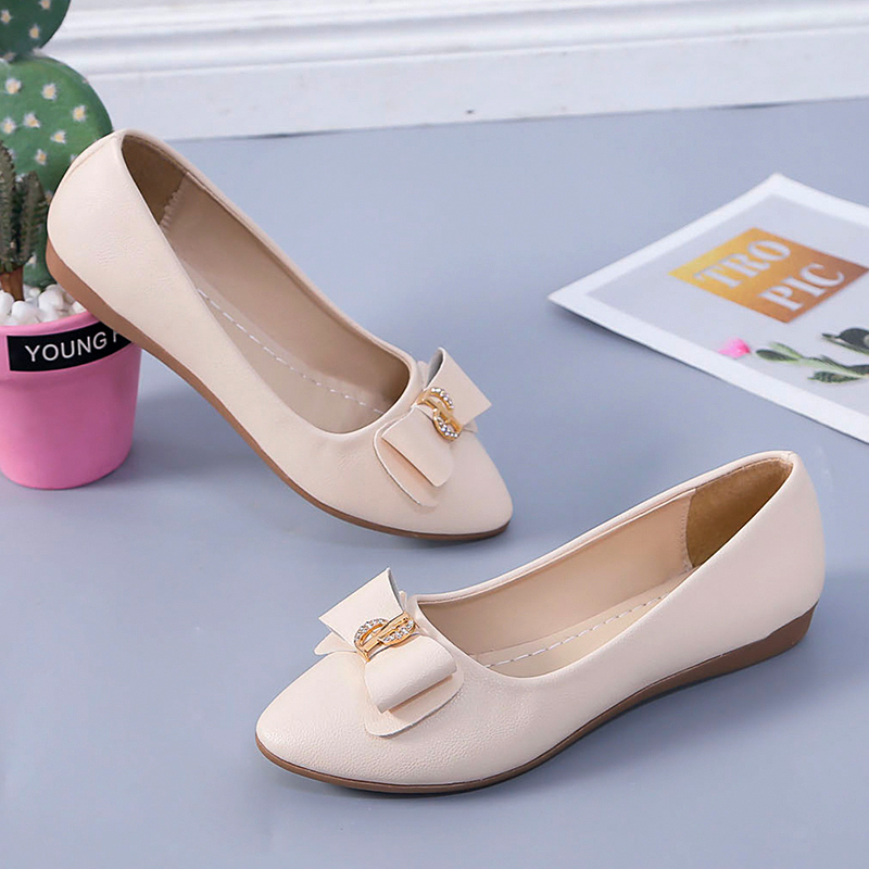 平底晚晚风温柔豆豆鞋女2025春新款软底一脚蹬百搭浅口蝴蝶结单鞋