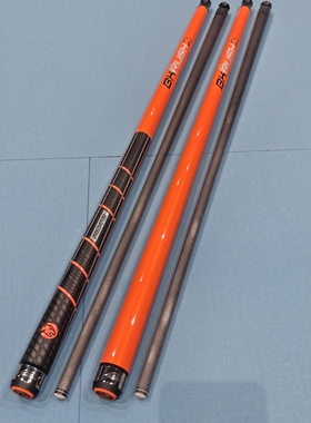 正品美洲豹bkrush台球杆橙色胶把冲杆光把开球杆碳纤维黑科技前节