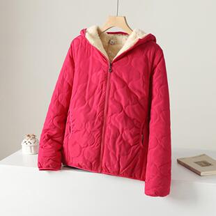 冬季棉服外套女2024新款韩版加绒加厚棉袄棉服百搭短款连帽小棉衣