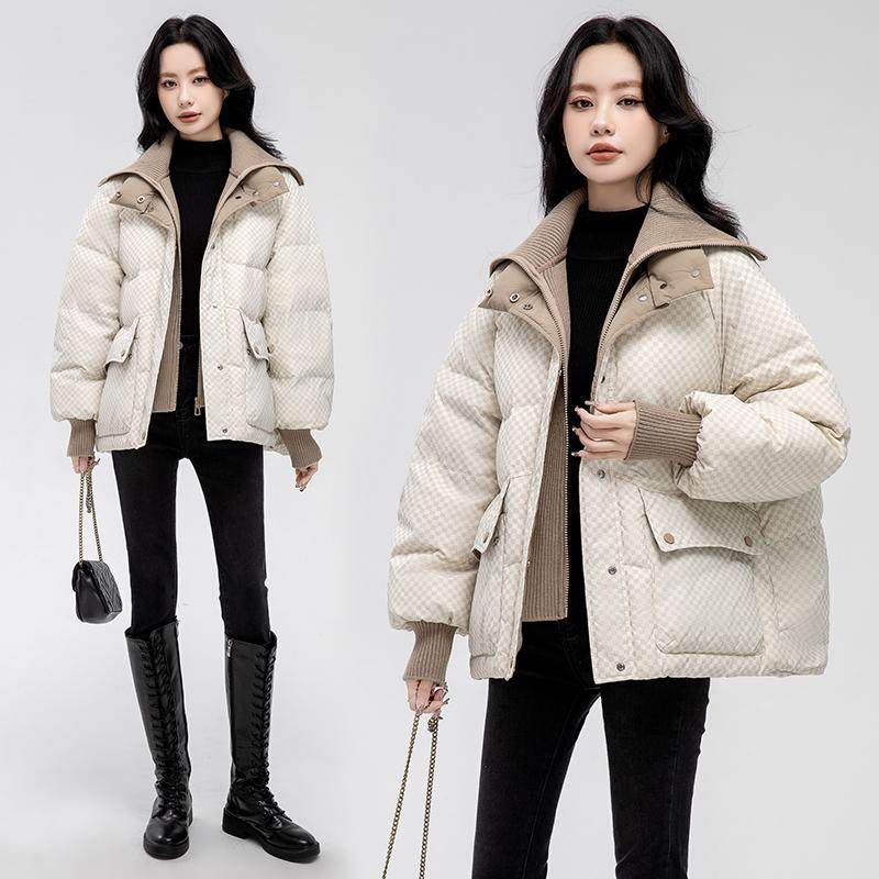 2024冬季新款宽松保暖假两件针织拼接羽绒服女短款加厚小个子外套,女装/女士精品,羽绒服,淘宝优惠券,粉丝福利购,淘宝优惠卷