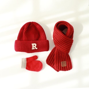 儿童帽子围巾手套三件套秋冬保暖帽针织帽男童女童宝宝毛线帽围脖
