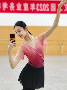 身韵基训纱衣艺考水钻古典舞服女练功服短袖 演出服古风 渐变新款