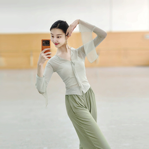 古典舞纱衣演出服女飘逸罩衫宽松身韵中国舞服专业舞蹈练功服上衣