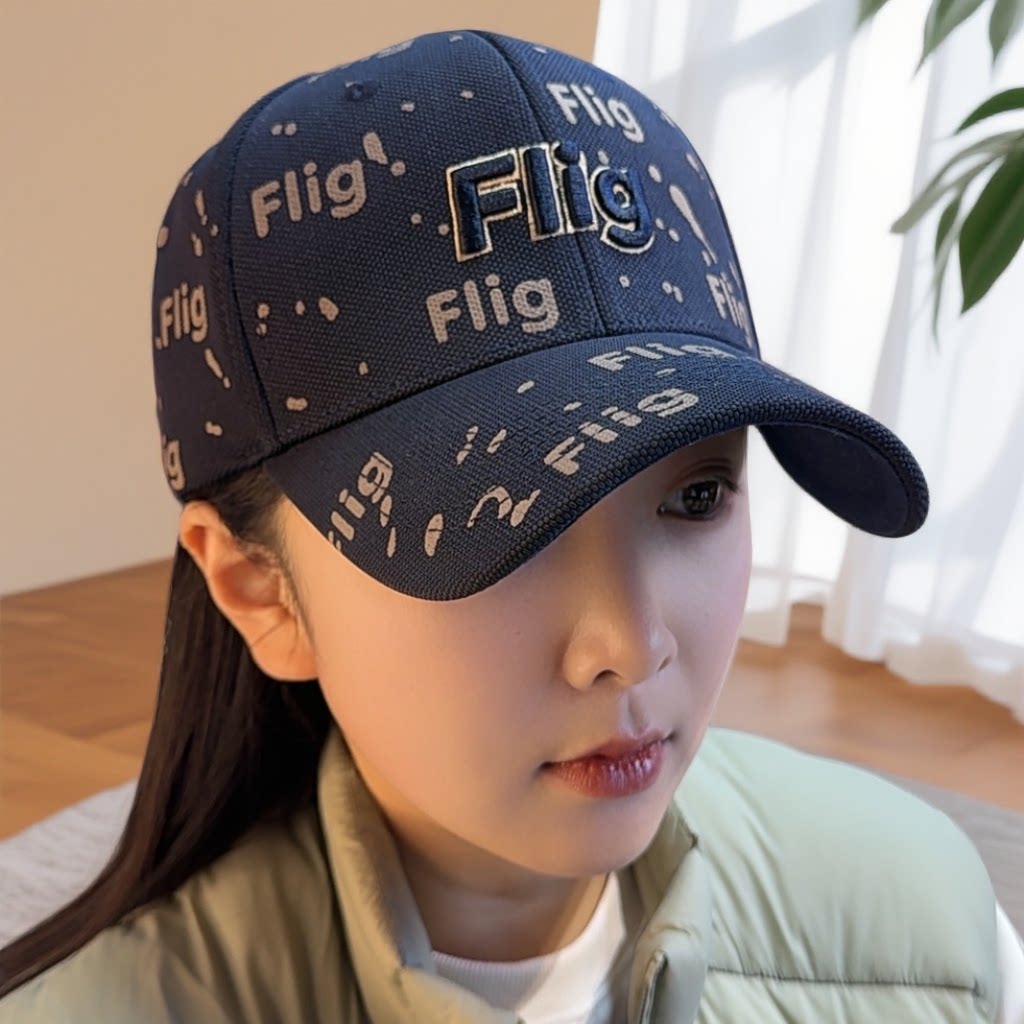 （Flig正品）秋冬新款大头大脸显脸小棒球帽男女同款印花鸭舌帽