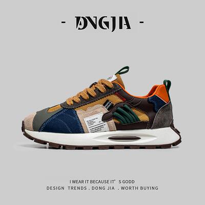 东家Qshoes外贸华夫阿甘运动鞋男款潮流百搭低帮厚底增高休闲板鞋