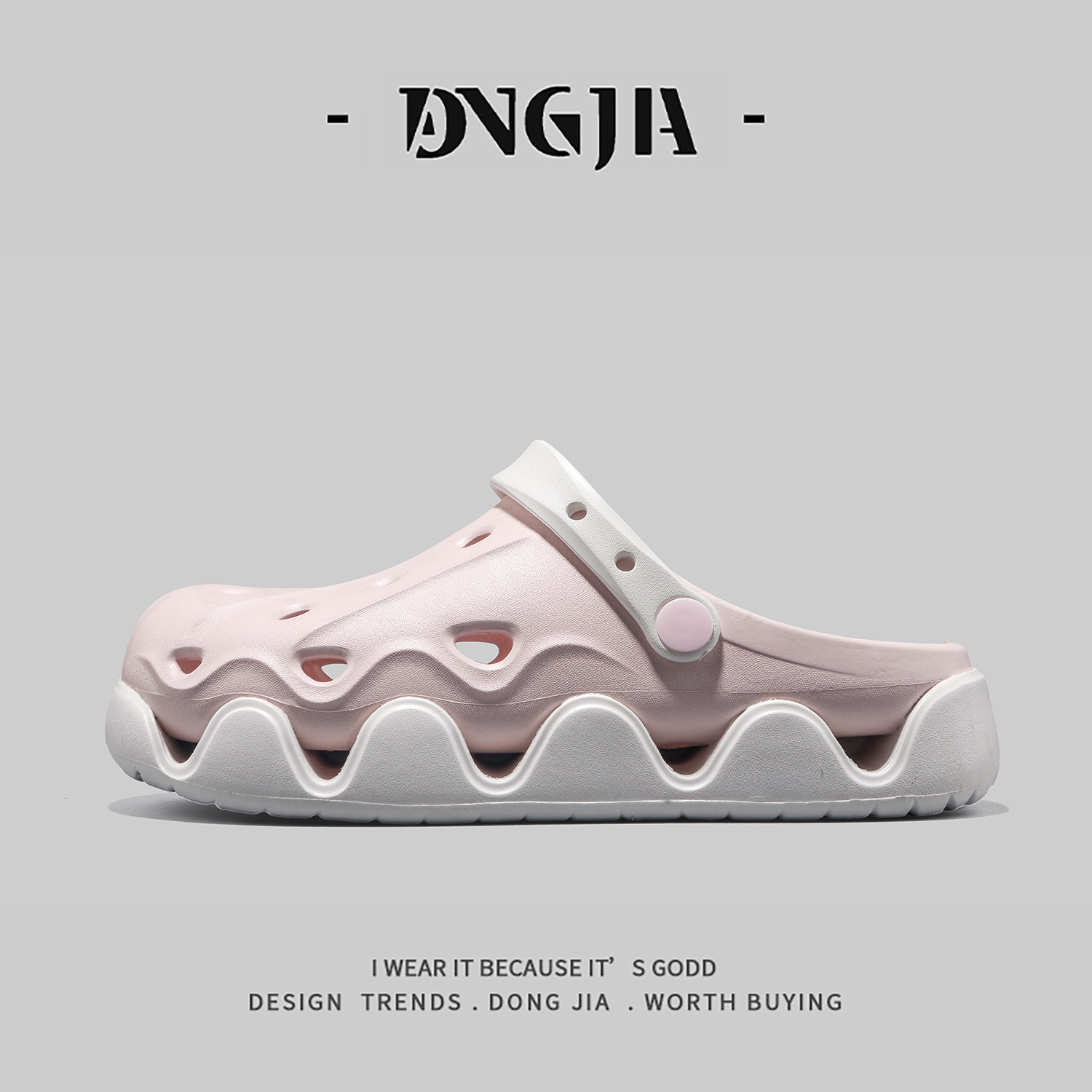 外贸日本单洞洞鞋女外穿百搭eva踩屎感厚底包头半拖情侣款沙滩鞋