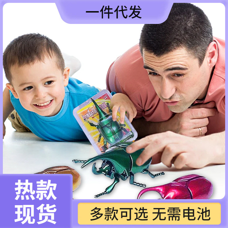 整蛊道具会动的甲壳虫昆虫模型儿童上链甲虫发条玩具趣味蜜蜂瓢虫
