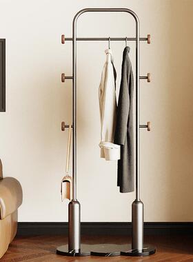 轻奢高级衣架落地卧室挂衣架中古客厅衣服收纳挂架入户门极窄简易