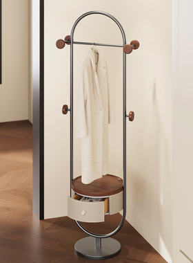 复古风落地衣架2025新款卧室转角床头挂衣架房间入户小型家用立式