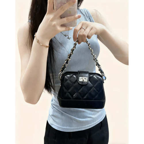 新款手机包黑色女包小香风菱格链条包包单肩斜挎方盒子包小方包女