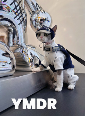 YMDR户外胸背德文衣服无毛衣服春款纯棉小熊四脚帅气炸街棒球帽