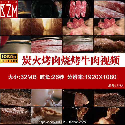 舌尖上韩国炭火烤肉烧烤牛肉烹饪餐饮美食实拍PR剪辑短视频素材