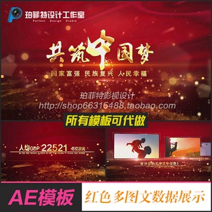 AE模板企业宣传片多图展示企业商务红色七一八一数据表格图文展示