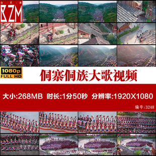 航拍贵州黔东南黎平县肇兴侗寨侗族大歌艳丽的民族服装视频素材