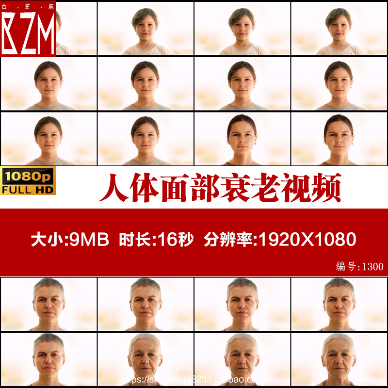 人体面部衰老过程高清视频素材 美容护肤品抗衰医学生物自然规律