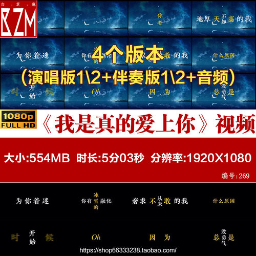 我是真的爱上你王杰 动态歌词排版成品黑底视频素材大屏幕