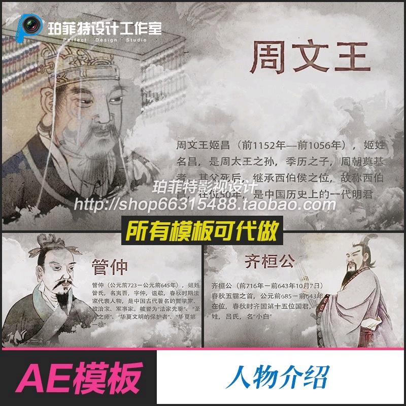 AE模板 历史厚重感人物介绍纪录片宣传片 大气人物介绍图片展示
