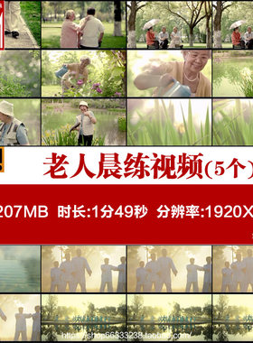 老人晨练 广场舞大爷大妈太极拳老年人 全民健身和谐公园视频素材