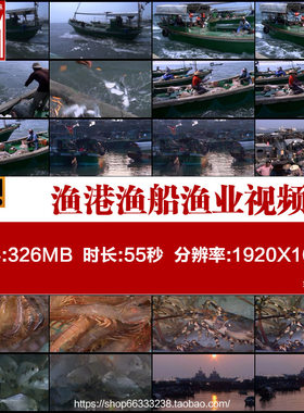 J018渔港渔船渔业海鲜渔民出海打鱼捕鱼虾鲍鱼夕阳下实拍视频素材