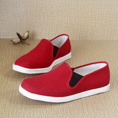 透气夏季 男春 休闲布底单鞋 老北京千层底时尚 大红喜气男女情侣单鞋