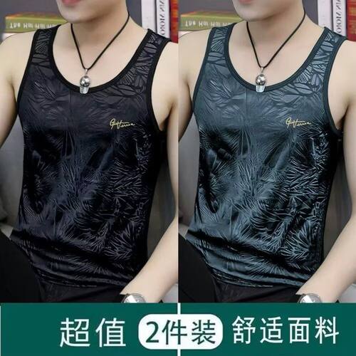 运动背心男健身速干无袖T恤冰丝美式坎肩跑步短袖夏季篮球训练服