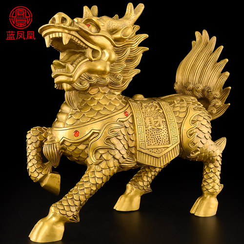 黄铜财字麒麟