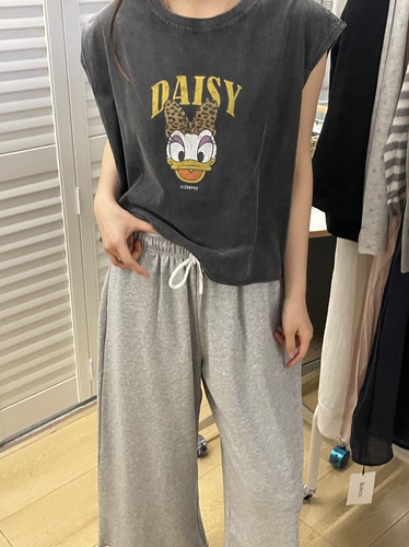 超爱新款卡通印花豹纹黛西短袖T恤背心女宽松休闲百搭上衣