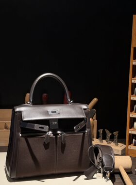 凯莉 28 Lakis 乌木色 Box皮 乌木色 手工蜡线缝制