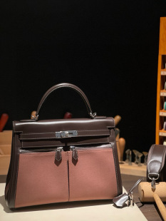 手工缝制 32凯莉包 乌木色银扣 BOX拼布 单肩手提包 Lakis