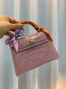 亮面鳄鱼皮凯莉二代19迷你小包女包手提包单肩斜挎包手缝蜡线 包邮