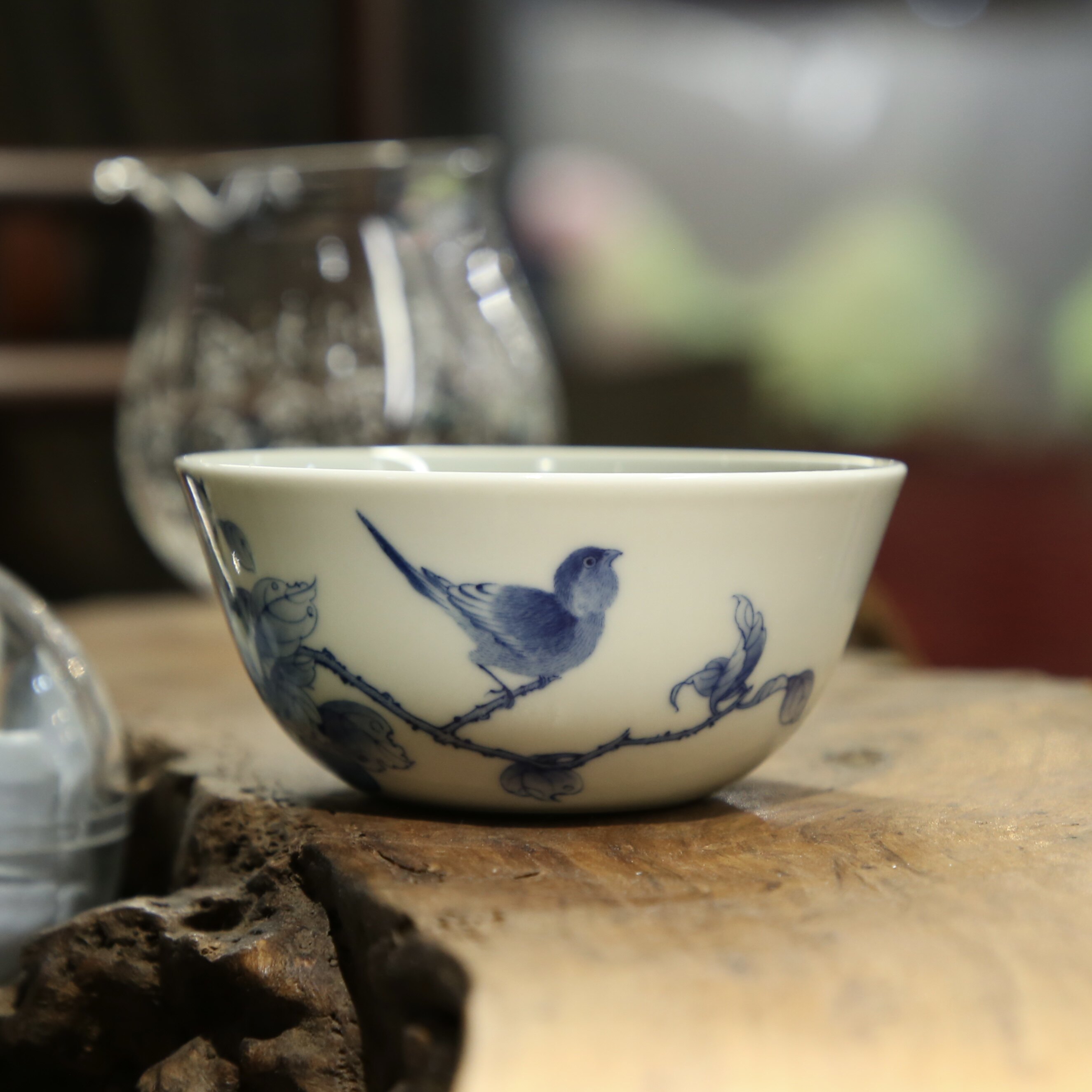 茗缘居 禄意窑青花斗彩鸡缸杯景德镇手工茶具茶杯功夫茶品茗杯