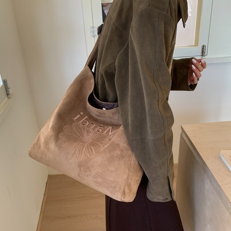 麂皮绒大容量托特包女单肩斜挎包