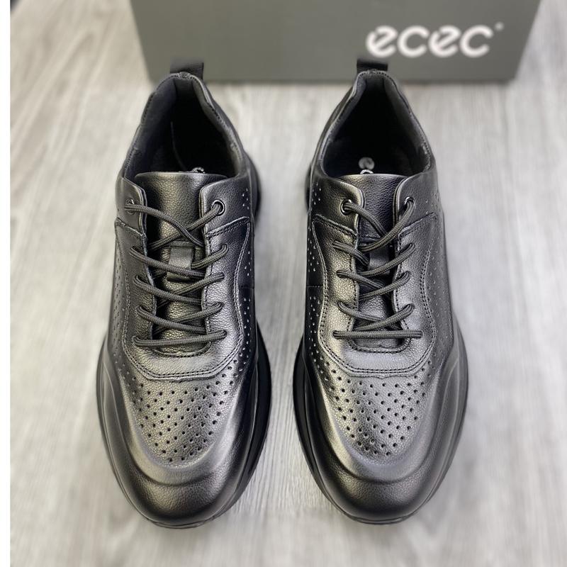 ECEC东莞正品真皮镂空男鞋舒适透气牛皮运动鞋厚底超轻系带休闲鞋