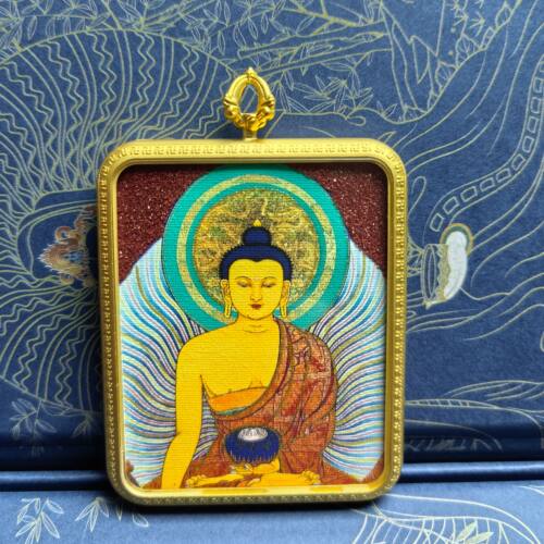 药师佛唐卡描金藏式民族风五路财神绳挂绳吊坠护身转运福牌挂件
