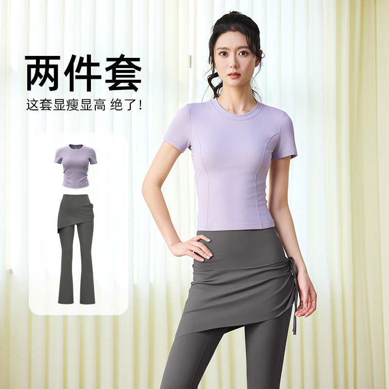 瑜伽服女2025上衣网红紧身短袖跑步装备健身房运动套装夏季款T恤