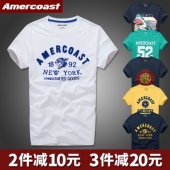 T恤男潮夏季 衫 纯棉修身 透气圆领半袖 宽松休闲男装 美洲海岸af短袖