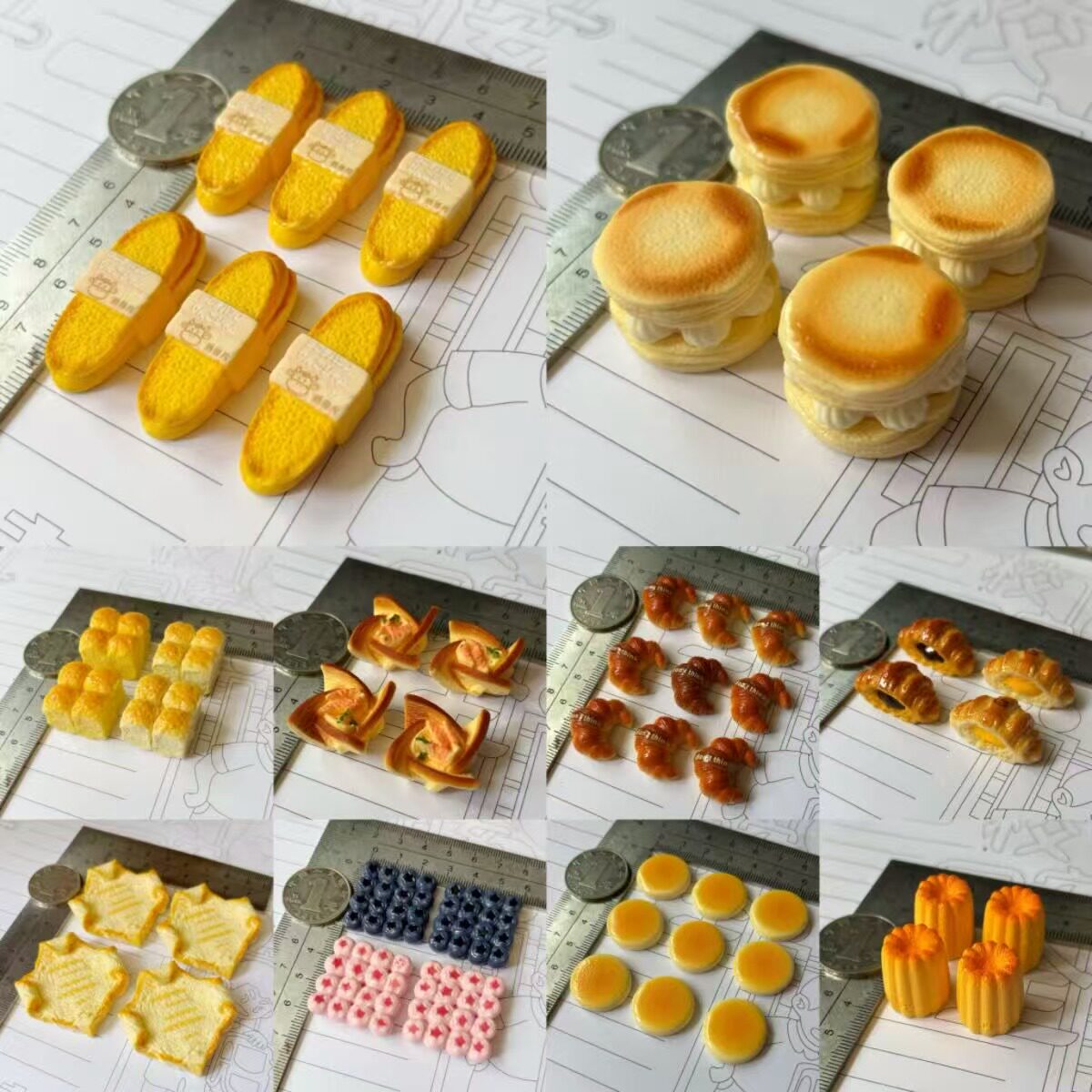 面包片舒芙蕾迷你食玩小鼻噶硅胶模具 diy手工模具