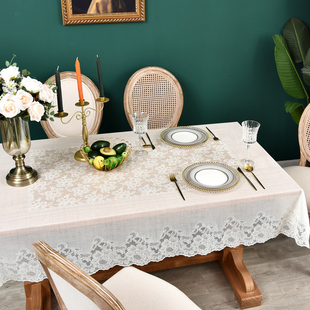 餐桌布pvc防水桌布免洗长方形蕾丝白色客厅茶几布家用欧式 高档q.