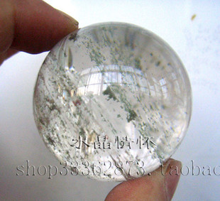带七彩避i邪光绿幽灵晶球天然绿幽灵球摆件直径4.7cm鬼佬财神球