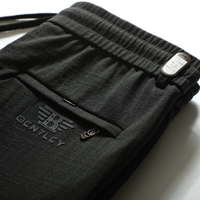 弹力裤子休闲运动裤抽绳束脚裤男裤潮流百搭青年小脚裤夏薄款暗纹