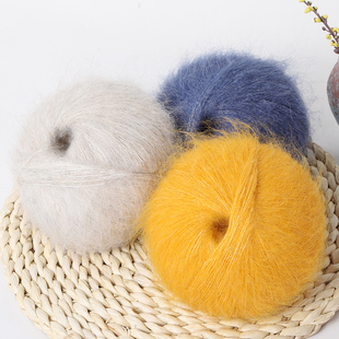 中细羊驼马海毛毛线球帽子围巾围脖毛衣保暖轻柔安哥拉海马毛线