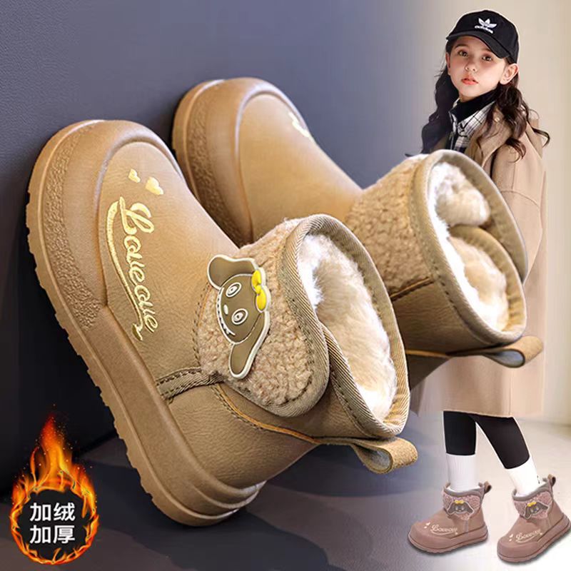 女童加绒加厚雪地靴防滑防水