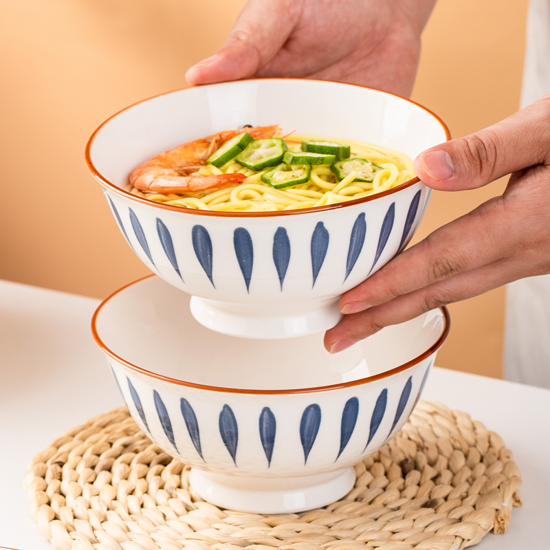 陶瓷日式成人高脚泡面碗大号