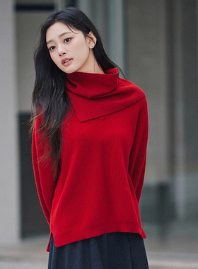 风笛 2024冬100绵羊毛套头毛衣女设计感百搭毛衣女1E45601原1299