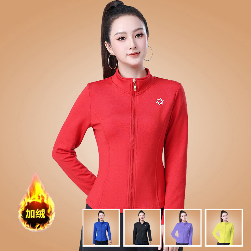 广场舞服装加绒秋冬运动健身上衣