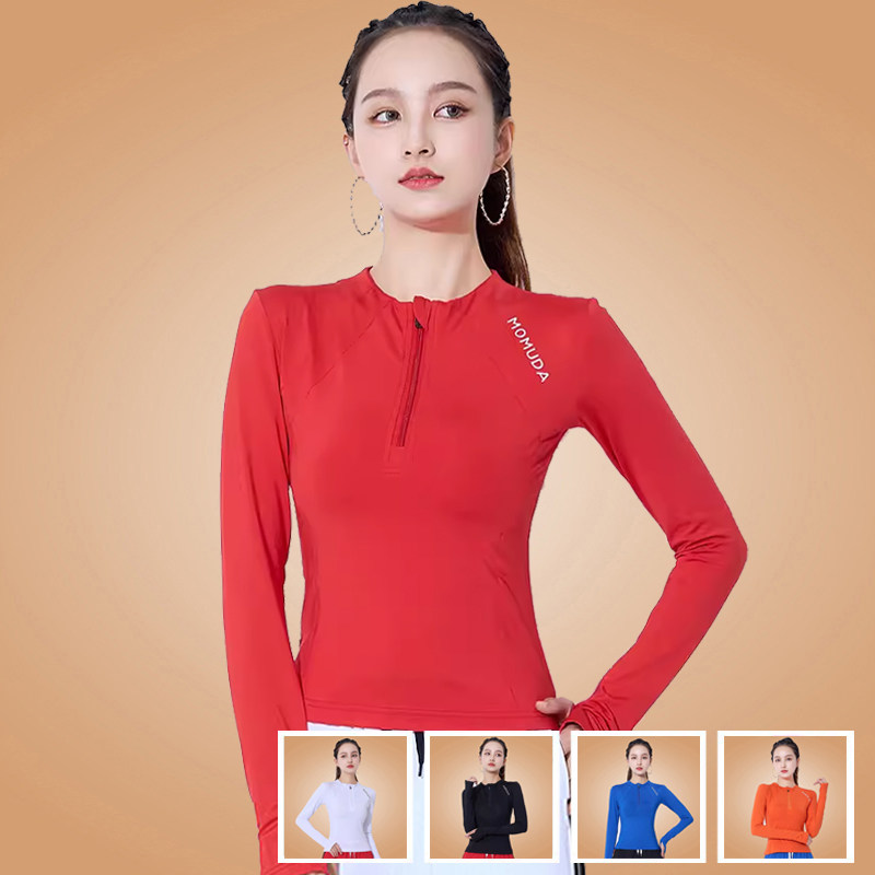 杨丽萍广场舞服装运动新款长袖速干衣修身健身操跑步跳舞上衣春女